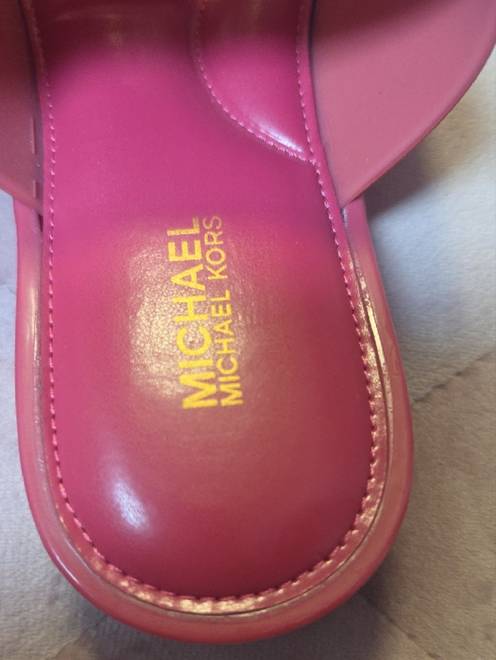 Michael Kors Pink Double Strap MK Logo Slide Sandals - Picture 5 of 5